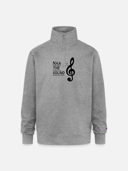 Bold Treble Clef Line Art - Champion Unisex 1/4 Zip Pullover Sweatshirt - heather gray