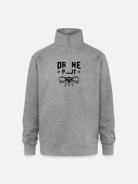 Drone Pilot - Champion Unisex 1/4 Zip Pullover Sweatshirt - heather gray