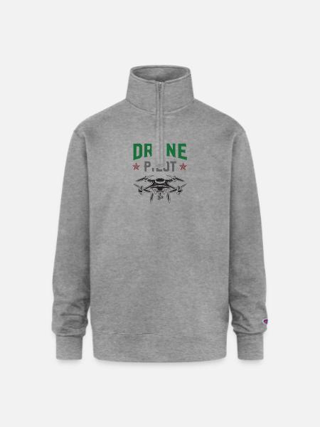 Drone Pilot - Champion Unisex 1/4 Zip Pullover Sweatshirt - heather gray