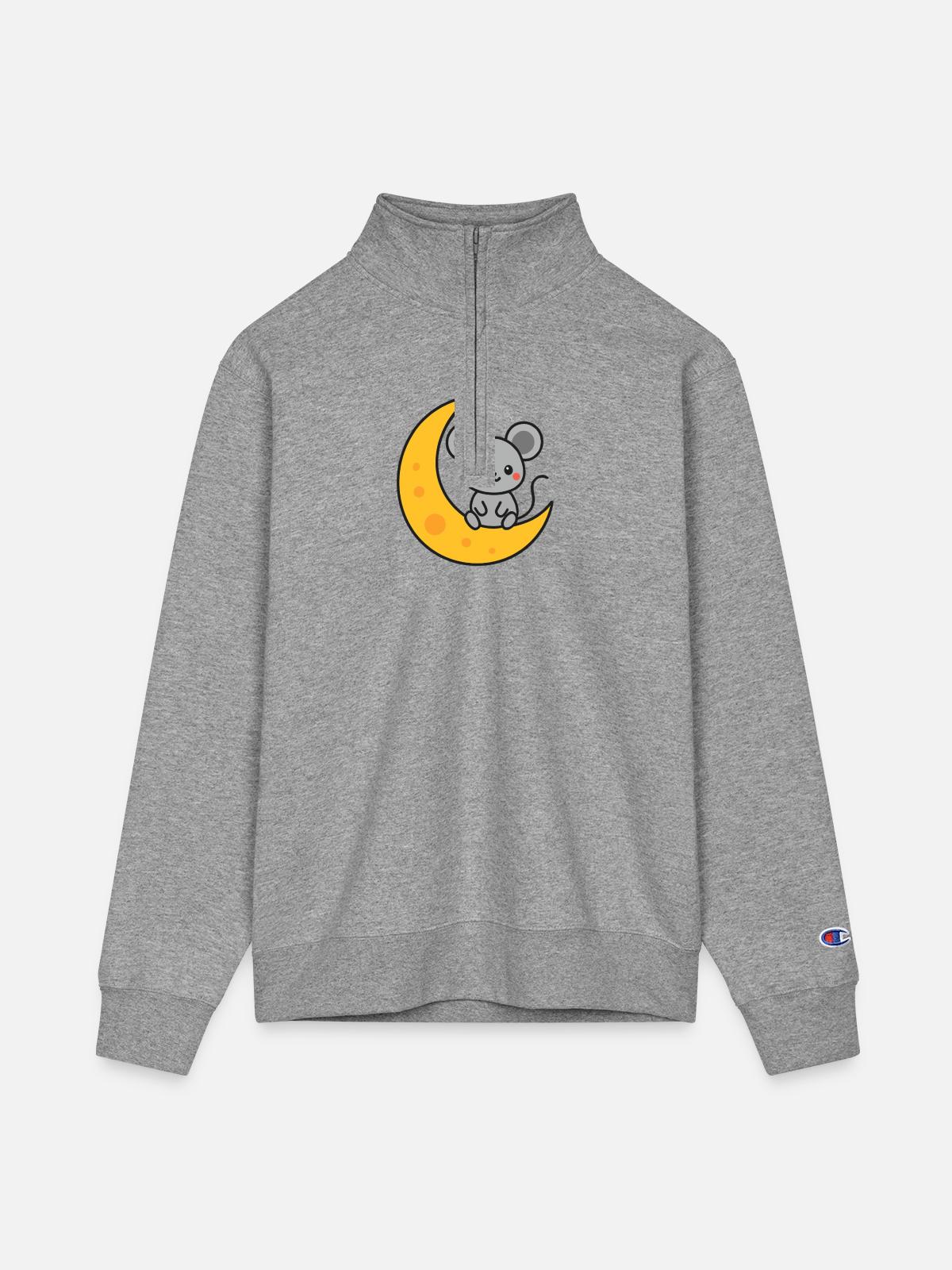 Mouse - Champion Unisex 1/4 Zip Pullover Sweatshirt - heather gray - Front