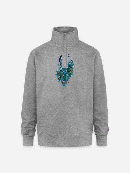 Peacock - Champion Unisex 1/4 Zip Pullover Sweatshirt - heather gray