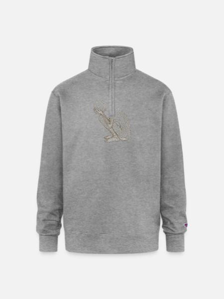 Wireframe Kneeling Figure - Champion Unisex 1/4 Zip Pullover Sweatshirt - heather gray