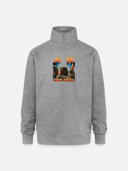 Neil the Seal Cone Crew - Champion Unisex 1/4 Zip Pullover Sweatshirt - heather gray