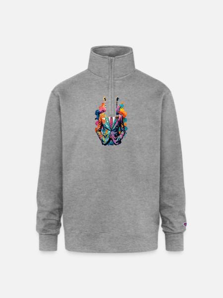 Cheetah in suit - Champion Unisex 1/4 Zip Pullover Sweatshirt - heather gray