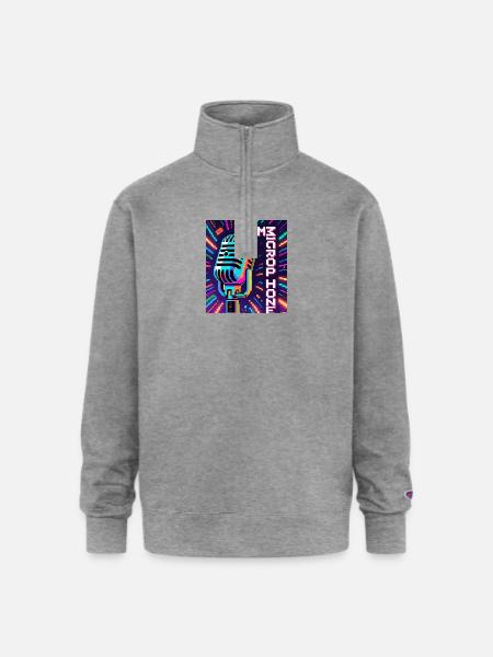 Retro Microphone - Champion Unisex 1/4 Zip Pullover Sweatshirt - heather gray