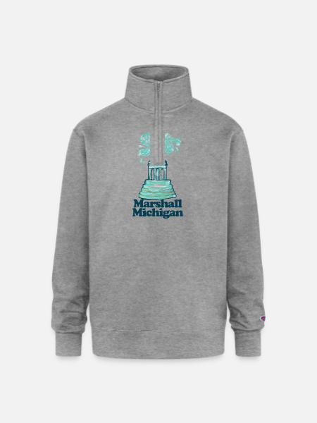 Marshall Michigan - Champion Unisex 1/4 Zip Pullover Sweatshirt - heather gray