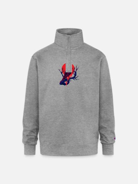 Crow Raven - Champion Unisex 1/4 Zip Pullover Sweatshirt - heather gray