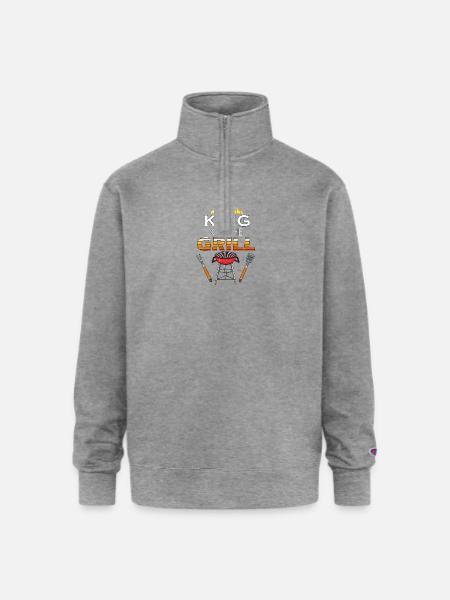 KING OF THE GRILL - Champion Unisex 1/4 Zip Pullover Sweatshirt - heather gray