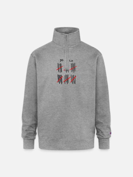 Crossed Tally Minimalism - Champion Unisex 1/4 Zip Pullover Sweatshirt - heather gray