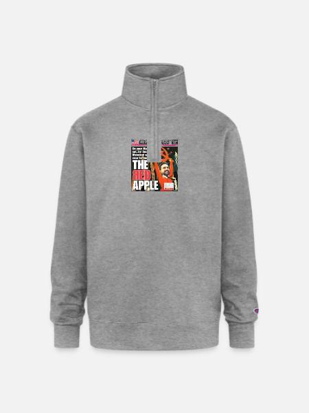 The Red Apple New York Post Zohran Mamdani  - Champion Unisex 1/4 Zip Pullover Sweatshirt - heather gray
