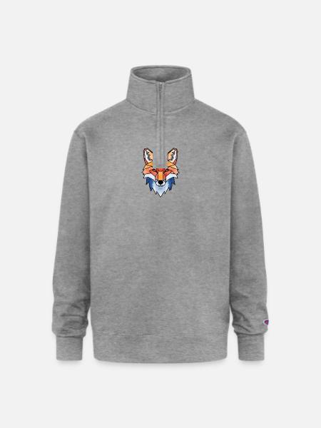 Polygon Fox - Champion Unisex 1/4 Zip Pullover Sweatshirt - heather gray
