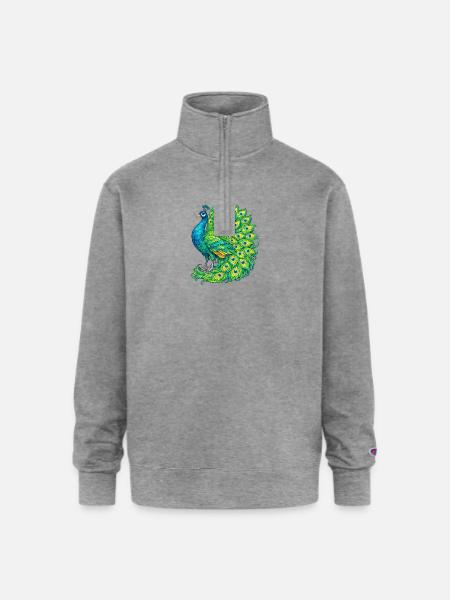 Vivid Peacock Cascade - Champion Unisex 1/4 Zip Pullover Sweatshirt - heather gray