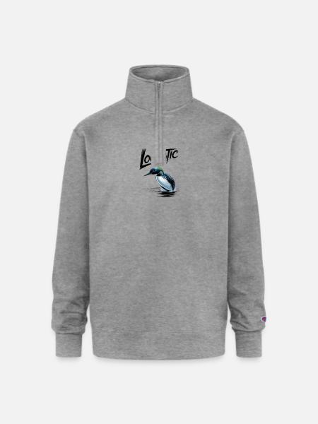 Loonatic Splash Loon Illustration - Champion Unisex 1/4 Zip Pullover Sweatshirt - heather gray
