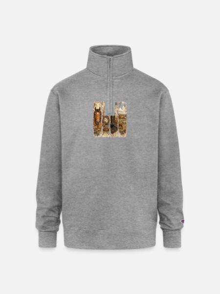 Rustic Western Florals Quartet - Champion Unisex 1/4 Zip Pullover Sweatshirt - heather gray