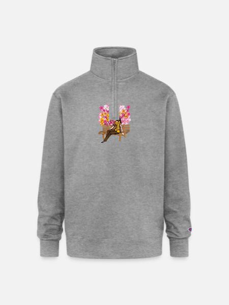 Floral Bloom Bench Serenity - Champion Unisex 1/4 Zip Pullover Sweatshirt - heather gray