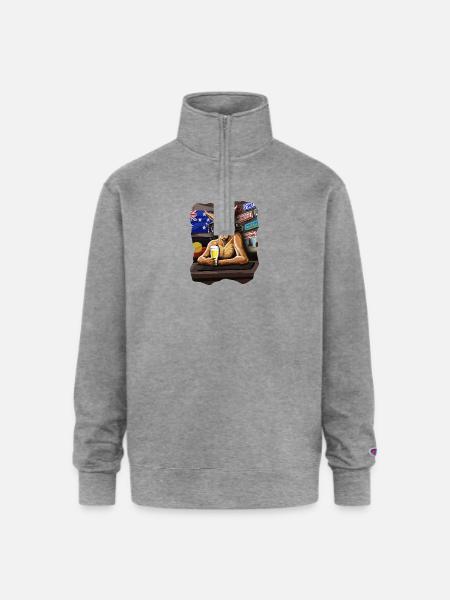 AUSSIE PUB ROO - Champion Unisex 1/4 Zip Pullover Sweatshirt - heather gray