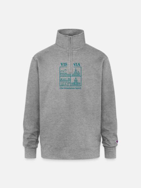 Virginia Vista: Mountains, Bay and Capitol - Champion Unisex 1/4 Zip Pullover Sweatshirt - heather gray
