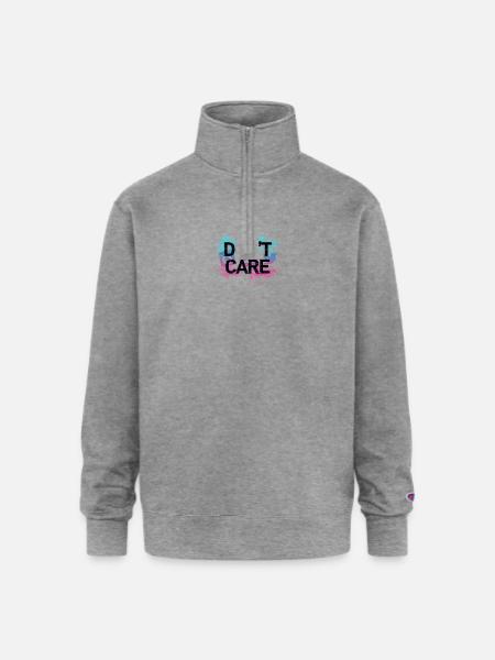 Don't Care Neon Splash - Champion Unisex 1/4 Zip Pullover Sweatshirt - heather gray