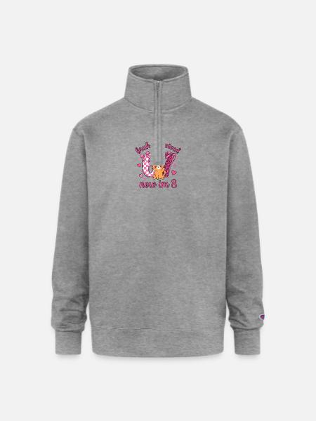 8th Birthday Kitty Survived 6 - Champion Unisex 1/4 Zip Pullover Sweatshirt - heather gray