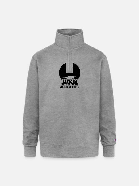 Alligator Silhouette - Champion Unisex 1/4 Zip Pullover Sweatshirt - heather gray
