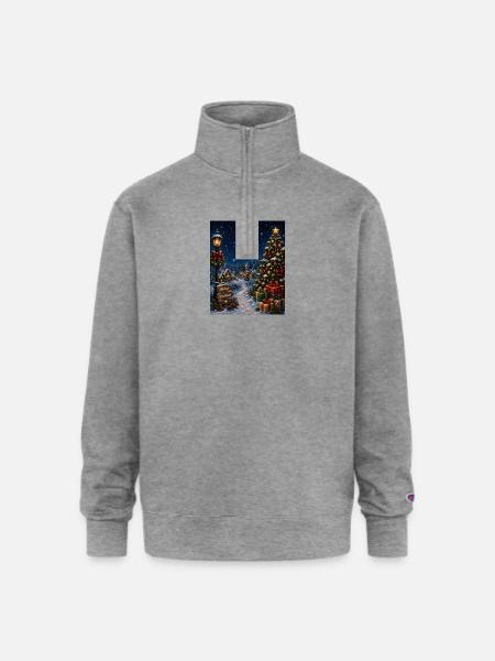 Snowlit Christmas Village - Champion Unisex 1/4 Zip Pullover Sweatshirt - heather gray