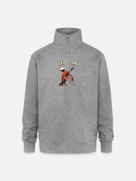 Yee Claw Lobster Cowboy - Champion Unisex 1/4 Zip Pullover Sweatshirt - heather gray