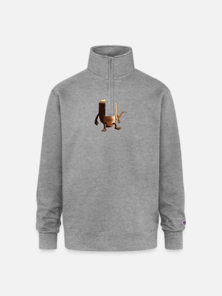 Coffee Monster - Champion Unisex 1/4 Zip Pullover Sweatshirt - heather gray