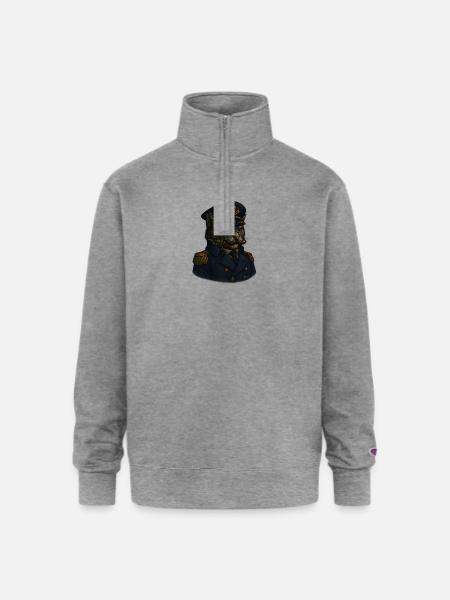 Admiral Whiskers: The Feline Commander - Champion Unisex 1/4 Zip Pullover Sweatshirt - heather gray
