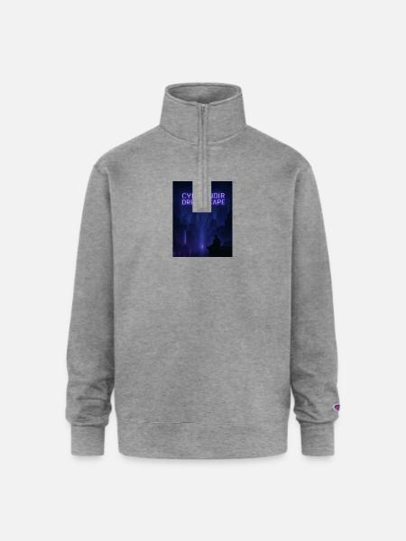 Cyber-Noir Dreamscape Design - Champion Unisex 1/4 Zip Pullover Sweatshirt - heather gray