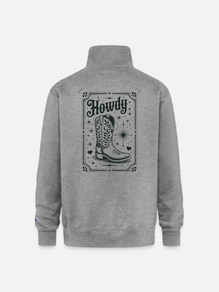 Howdy Boots Western Night - Champion Unisex 1/4 Zip Pullover Sweatshirt - heather gray