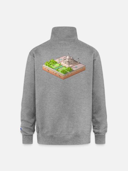 Geometric low poly Taj Mahal - Champion Unisex 1/4 Zip Pullover Sweatshirt - heather gray
