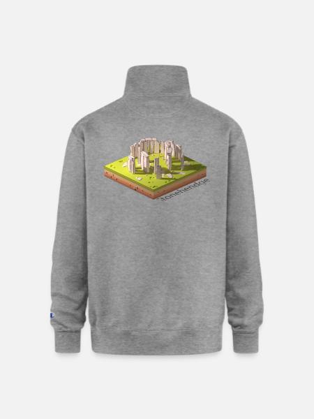 Geometric low poly Stonehendge - Champion Unisex 1/4 Zip Pullover Sweatshirt - heather gray