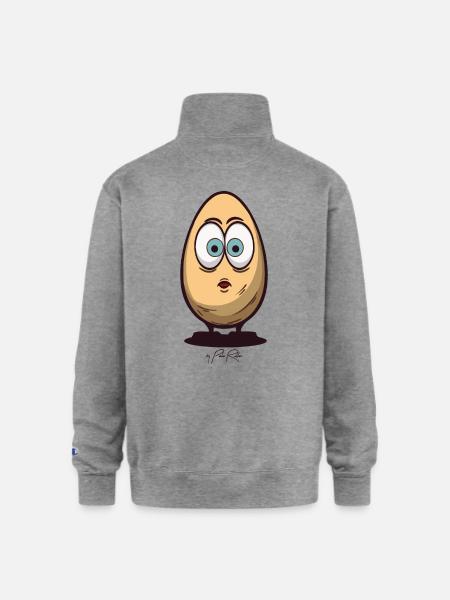 Surprised Egg - Champion Unisex 1/4 Zip Pullover Sweatshirt - heather gray