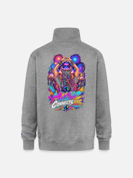 Music Connects Us - Champion Unisex 1/4 Zip Pullover Sweatshirt - heather gray