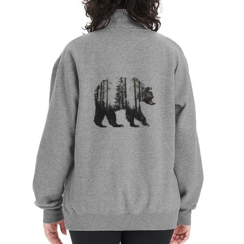Evergreen Bear Silhouette - Champion Unisex 1/4 Zip Pullover Sweatshirt