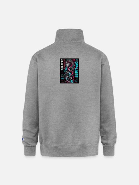 Neon Dragon Chaos Print - Champion Unisex 1/4 Zip Pullover Sweatshirt - heather gray