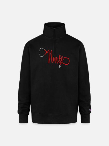 Nurse Stethoscope - Champion Unisex 1/4 Zip Pullover Sweatshirt - black