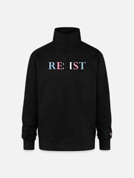 RESIST - Trans Trans - Champion Unisex 1/4 Zip Pullover Sweatshirt - black