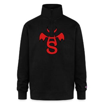 The Basic Logo Pullover in Venom - Champion Unisex 1/4 Zip Pullover Sweatshirt - black - Front