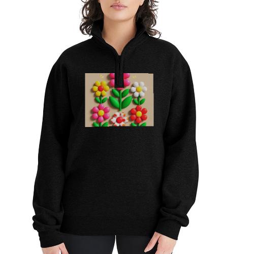 3D Flowers and Butterflies in Amber, Floral Design - Champion Unisex 1/4 Zip Pullover Sweatshirt