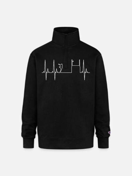 Rugby on ECG Pulse - Champion Unisex 1/4 Zip Pullover Sweatshirt - black