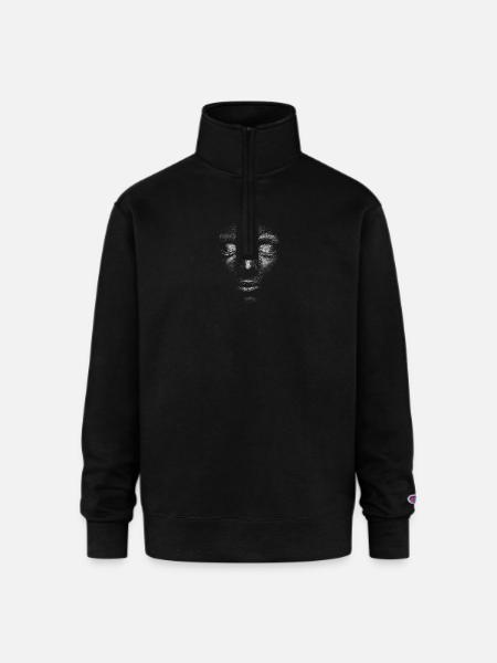Face - Champion Unisex 1/4 Zip Pullover Sweatshirt - black
