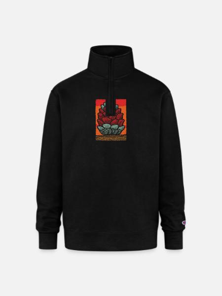 Stacked Pine Cone Pop Art - Champion Unisex 1/4 Zip Pullover Sweatshirt - black