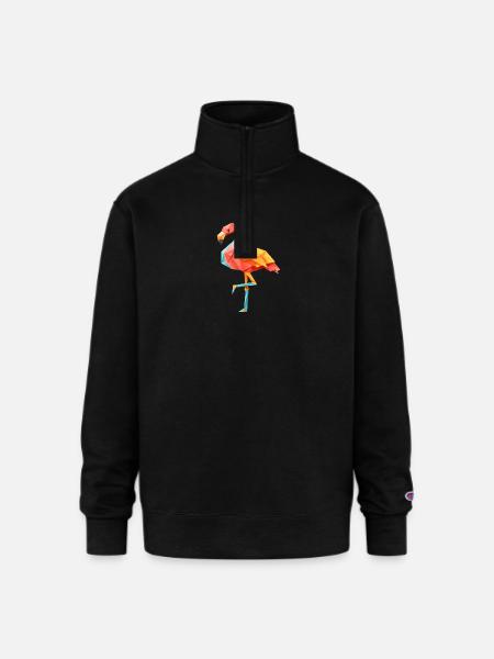 Flamingo Sunset - Champion Unisex 1/4 Zip Pullover Sweatshirt - black