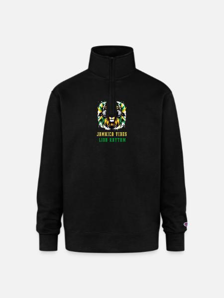 Jamaica lion reggae design - Champion Unisex 1/4 Zip Pullover Sweatshirt - black
