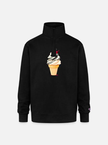 Ice Cream Cone Graphic - Champion Unisex 1/4 Zip Pullover Sweatshirt - black