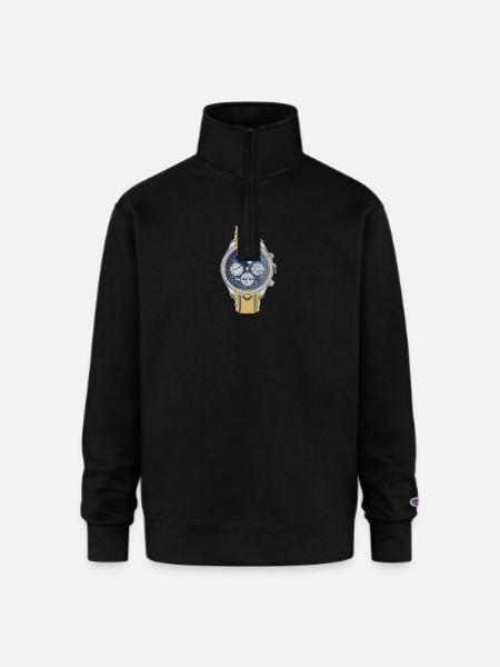 Moonphase Chrono Blue Dial Watch - Champion Unisex 1/4 Zip Pullover Sweatshirt - black