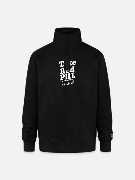 Take the Red Pill - Champion Unisex 1/4 Zip Pullover Sweatshirt - black