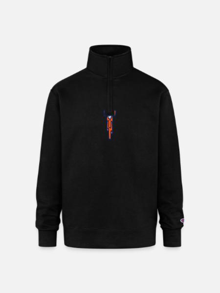 Launching Rocket Silhouette - Champion Unisex 1/4 Zip Pullover Sweatshirt - black