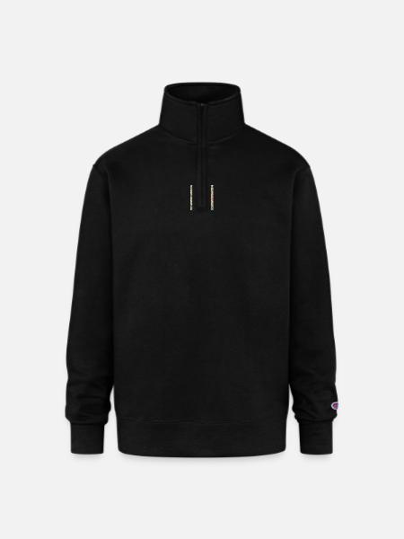 Unique floral design - Champion Unisex 1/4 Zip Pullover Sweatshirt - black